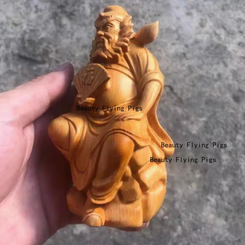 1pc Wooden Statue of Zhong Kui Statue of Exorcist Figure Home Decoration Office Feng Shui Statue Wooden Sculpture Ornaments