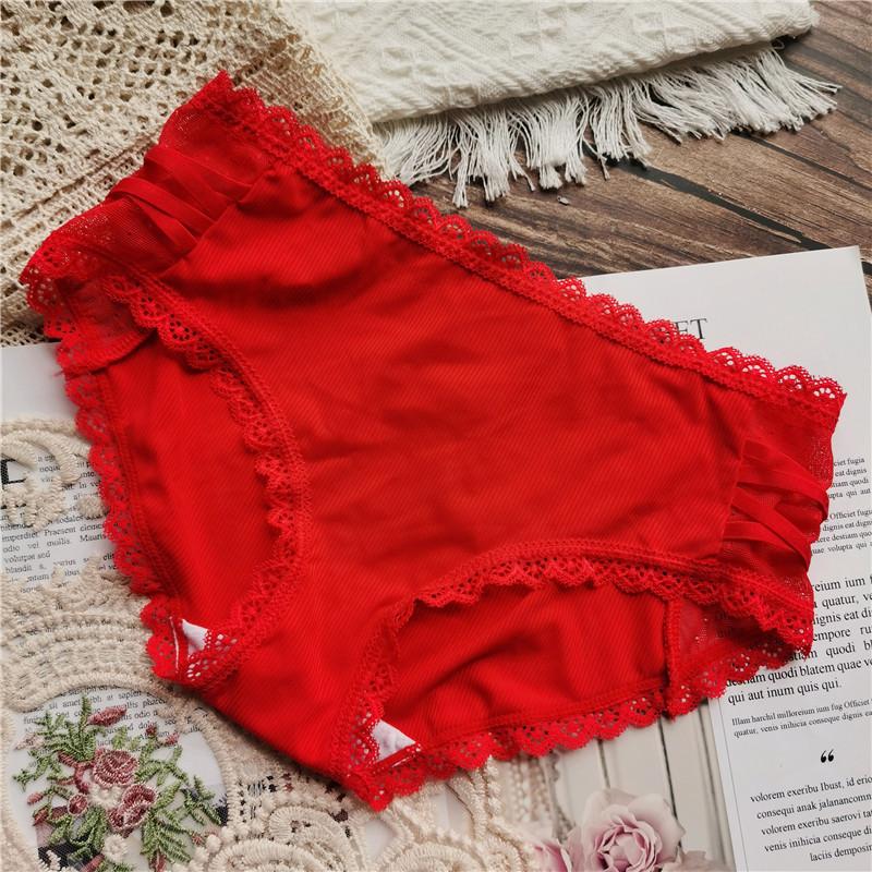 Cute Sexy Ice Silk Lace Edge Low Waist Women's Underwear Elastic Large Ice Silk Women's Underwear