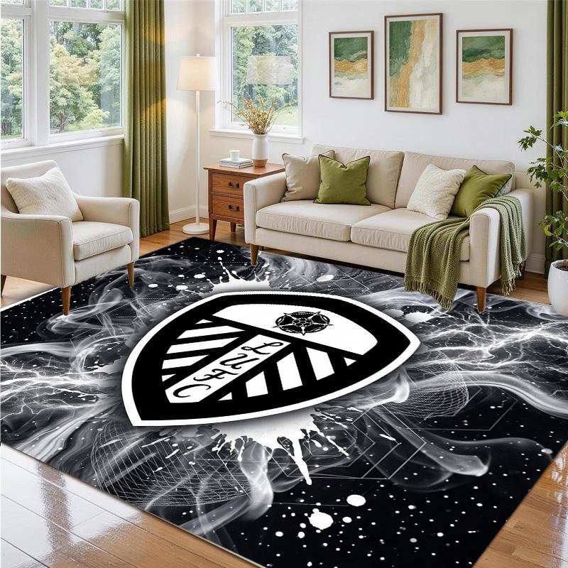 Leeds United Football Design Crystal Velvet Rug Soft Decorative Mat for Bedroom Entrance