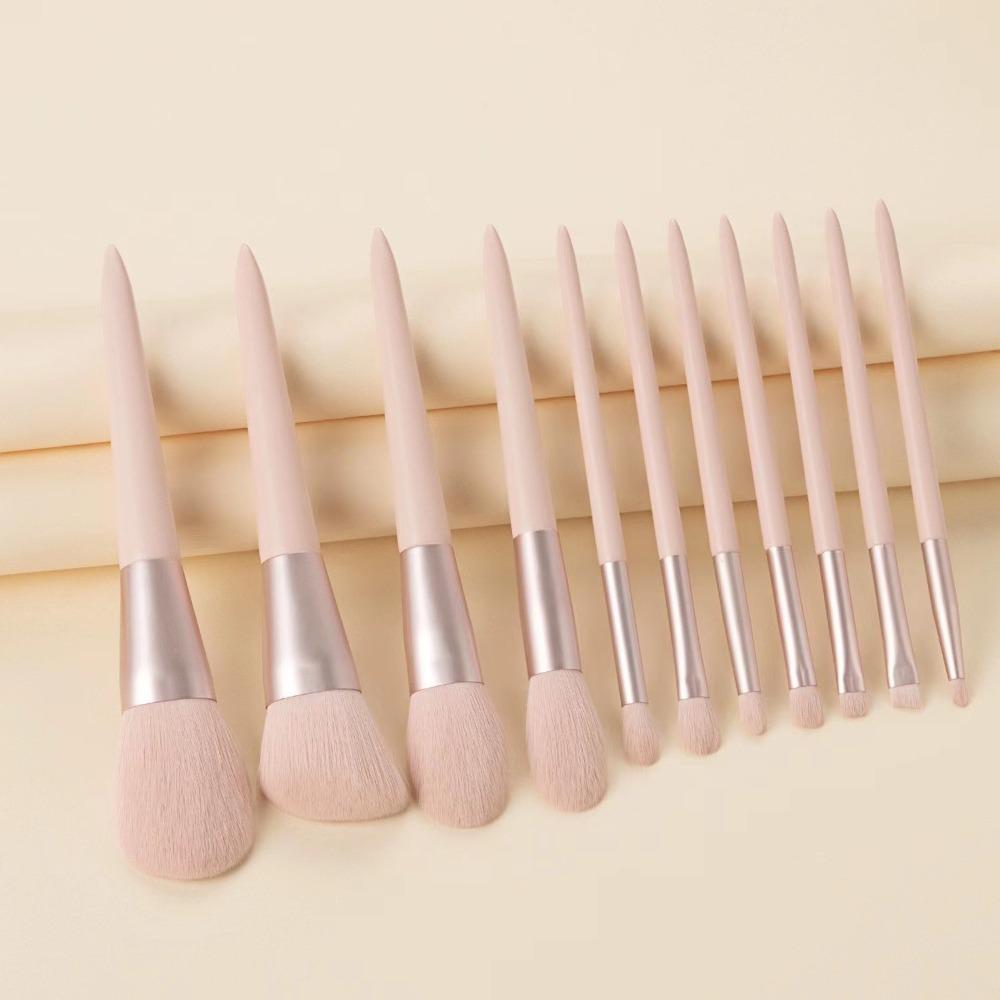 11pcs With Storage Bag Pink Makeup Brushes Set Soft-bristled Brush Foundation Brush Women