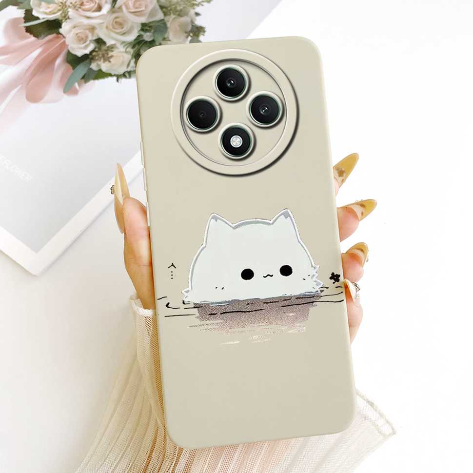 For OPPO Reno 12F 5G Case Clear Cute Cat OPPO Reno12 F Reno12F Reno 12 F 5G CPH2637 Shockproof Soft Phone Cover Full Protector