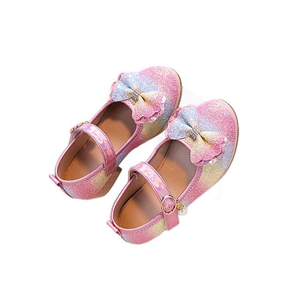 Girls' Princess Shoes Spring New Bowknot High-Heeled Leather Shoes Children's Performance Shoes Breathable Non-Slip Kids' Shoes