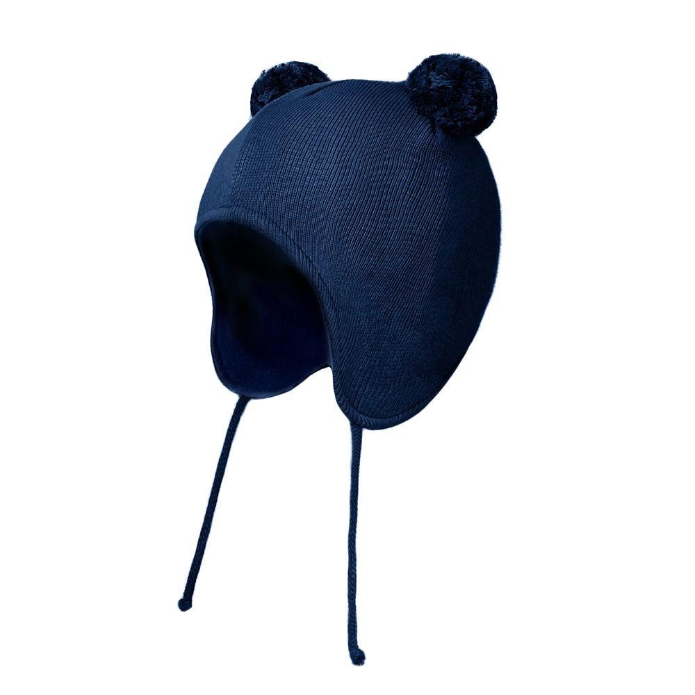 Pompon Kleinkind Mütze mit Ohrenklappen Warm gefüttert Warme Strickmütze Niedliche Kleinkind Beanie Für Draußen