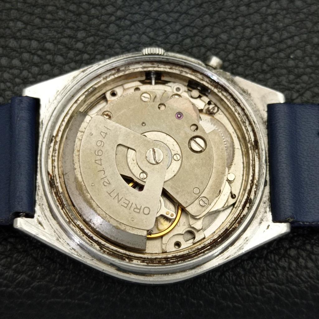AUTOMATIC VINTAGE ORIENT 46941 JAPAN MENS BLUE COLOR DIAL WATCH a500745-5 R154-a500745