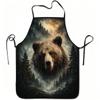 1pc Forest Bear Print Apron, Durable And Easy To Clean, Adjustable Waistband, Polyester Material, for Kitchen Cooking, Gardening, Orchard Picking, Chr