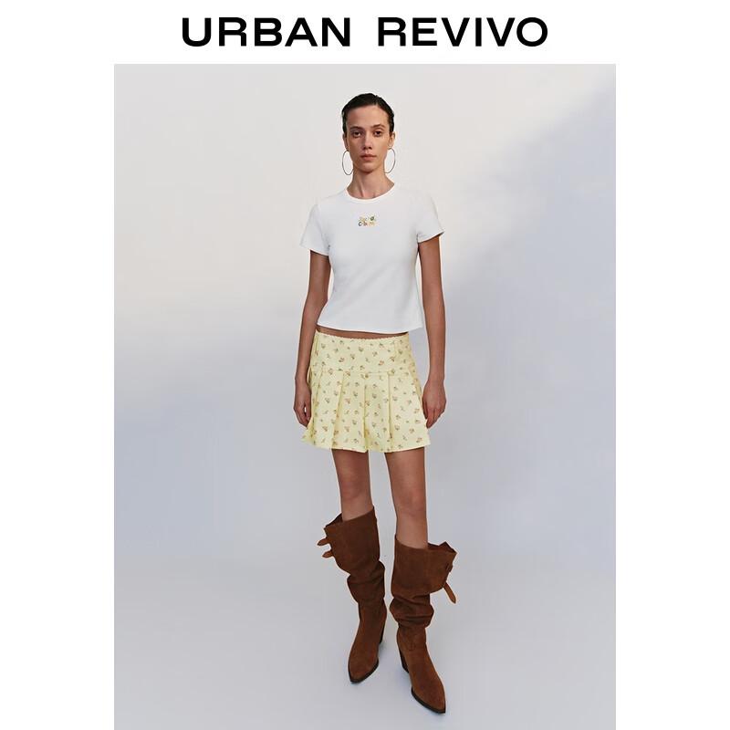 UR Women's Slim-Fit Beaded Letter Short Sleeve T-Shirt