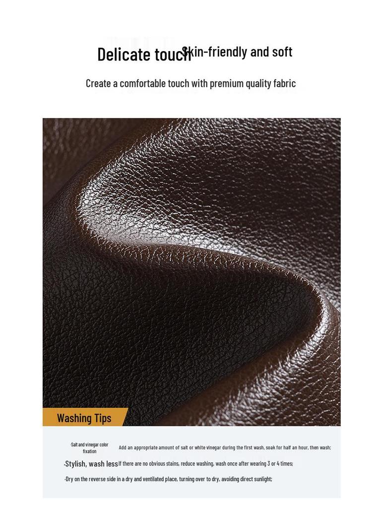 2025 Women's High-Waisted Fleece-Lined Lambskin Leather Pants - Slimming Loose Fit Straight-Leg, Ideal for Autumn and Winter