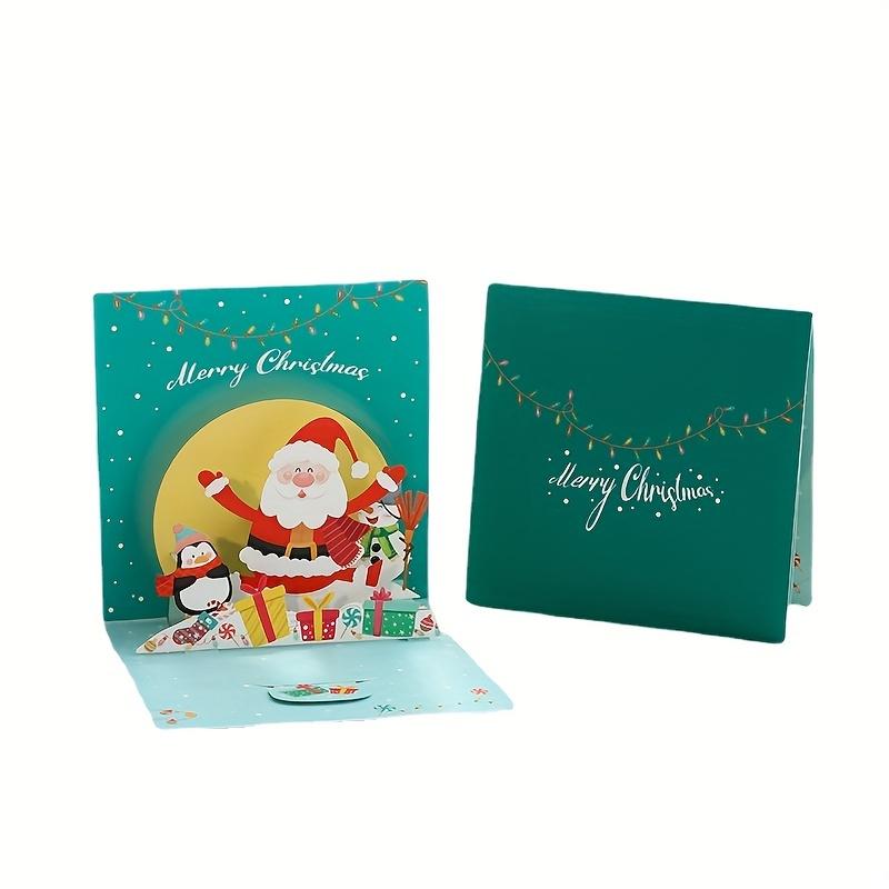 3pcs 3D Christmas Card Decorative Handwritten Blessing Festival Decors Postcard Folding Gift