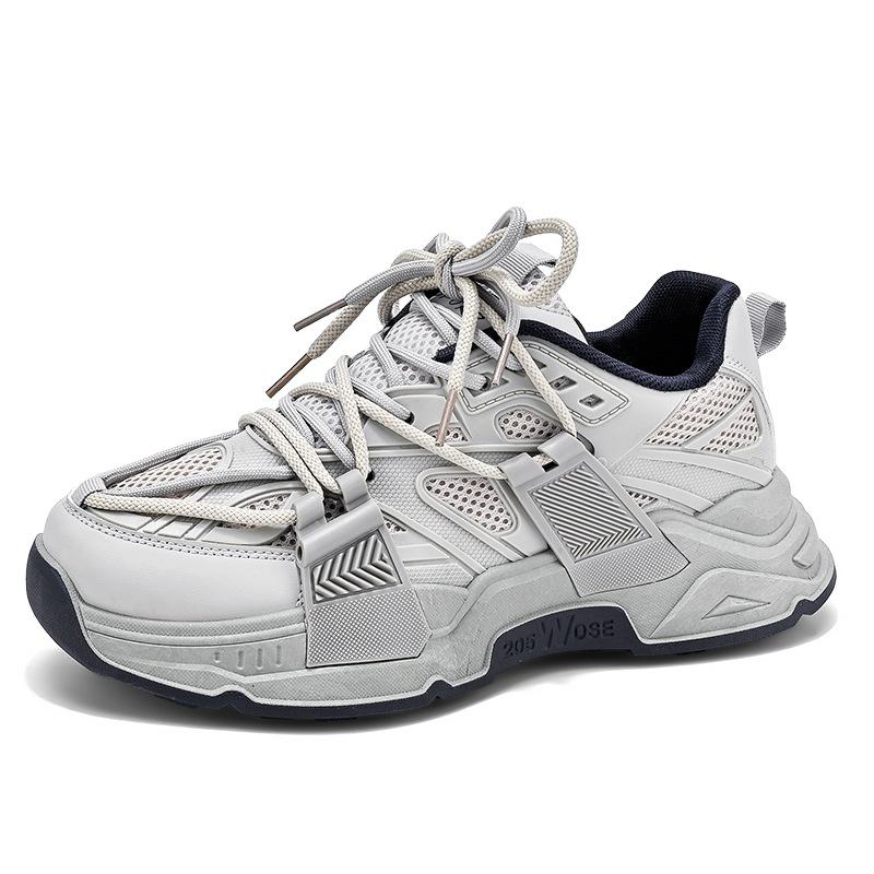

2024 spring new men s platform dad shoes mesh breathable student casual sports shoes live broadcast low-top men s shoes 44 сірий колір