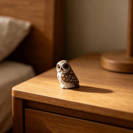 Hand-Carved Owl Figurine, Small Forest Bird Sculpture, Wooden Wildlife Animal Statue for Desk, Home Decor, Gift for Bird Lovers