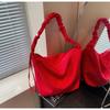 Canvas Bag Women's Large-capacity New Summer Versatile Pleated Shoulder Messenger Bag College Student Tote Bag