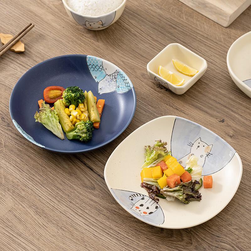 Ailanhui Jia Cute Cat & Fish Japanese Ceramic Dinnerware Set