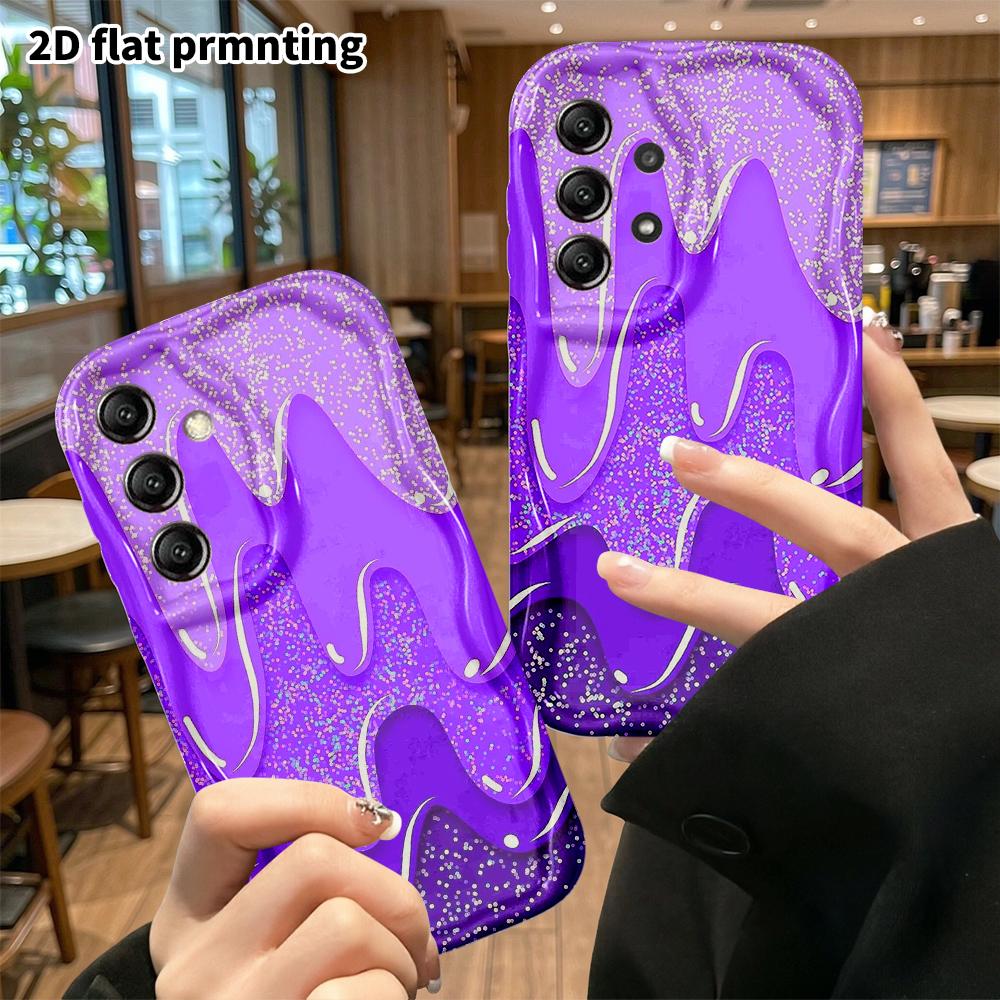 Phone case: 2D flat, suitable for Samsung Galaxy A34 A35 M05 M06 S20 S22 S21 FE Plus 5G protective case, purple flowing sand, perfect Christmas and Ha