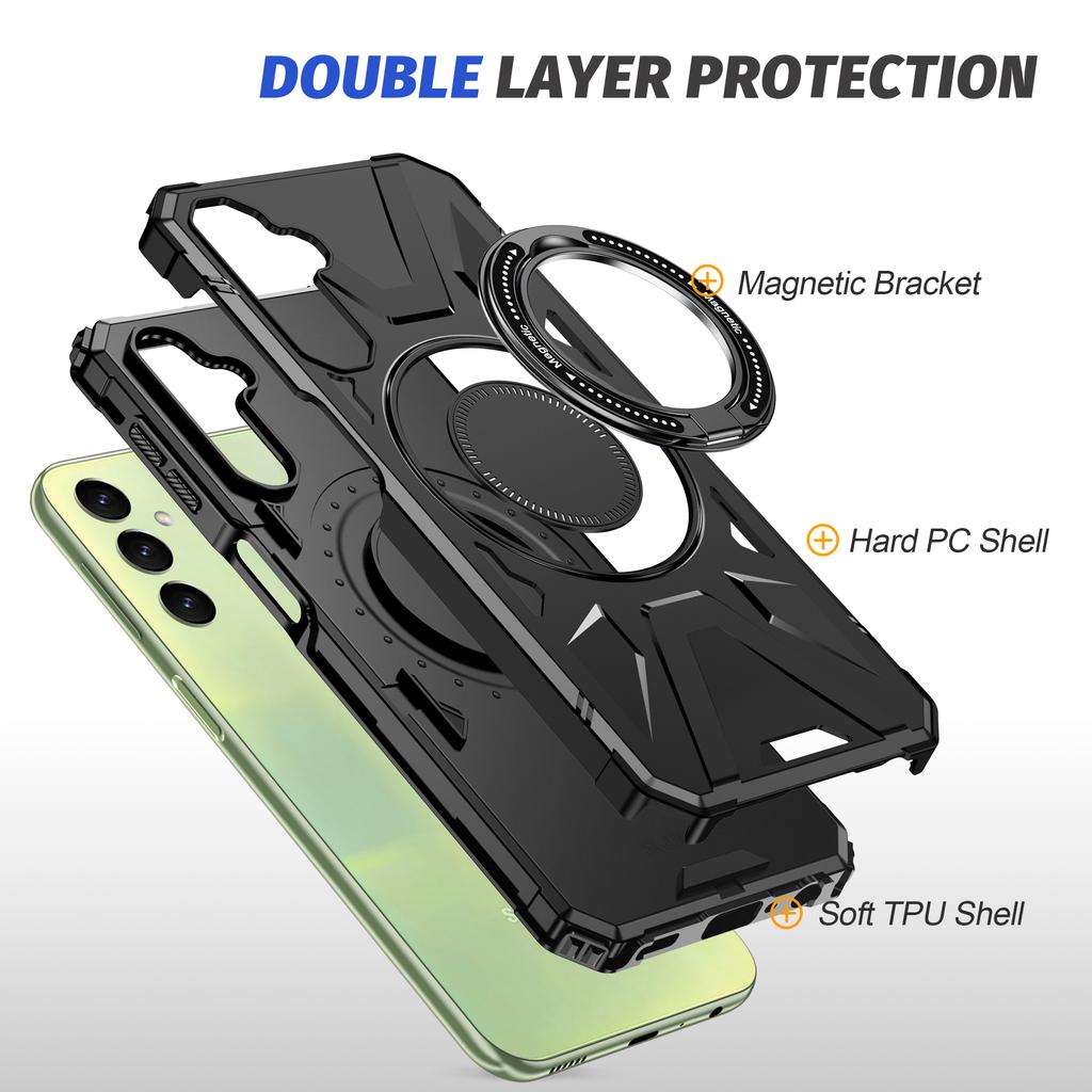 Pevné ochranné pouzdro na stojan pro Samsung Galaxy A35 5G A55 A15 A54 A34 A14 A05S S23 FE S24 Ultra Finger Ring Holder Kryt na telefon