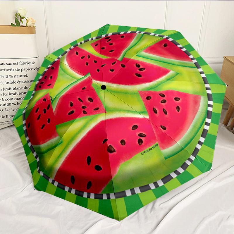 Watermelon with Intricate 8-Frame for Travel, Camping, Casual Lightweight Portable Umbrella, Essential for Every Family Holidays Birthday Gift