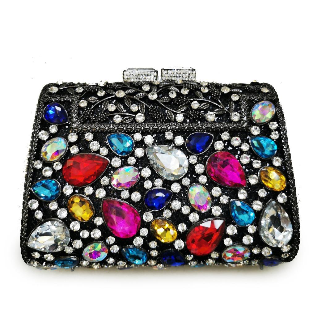 Large Blue Stone Evening Bag Rhinestone Clutch Purse Women Luxury Wedding Purse Bridal Party Formal Crystal Handbags Diamond