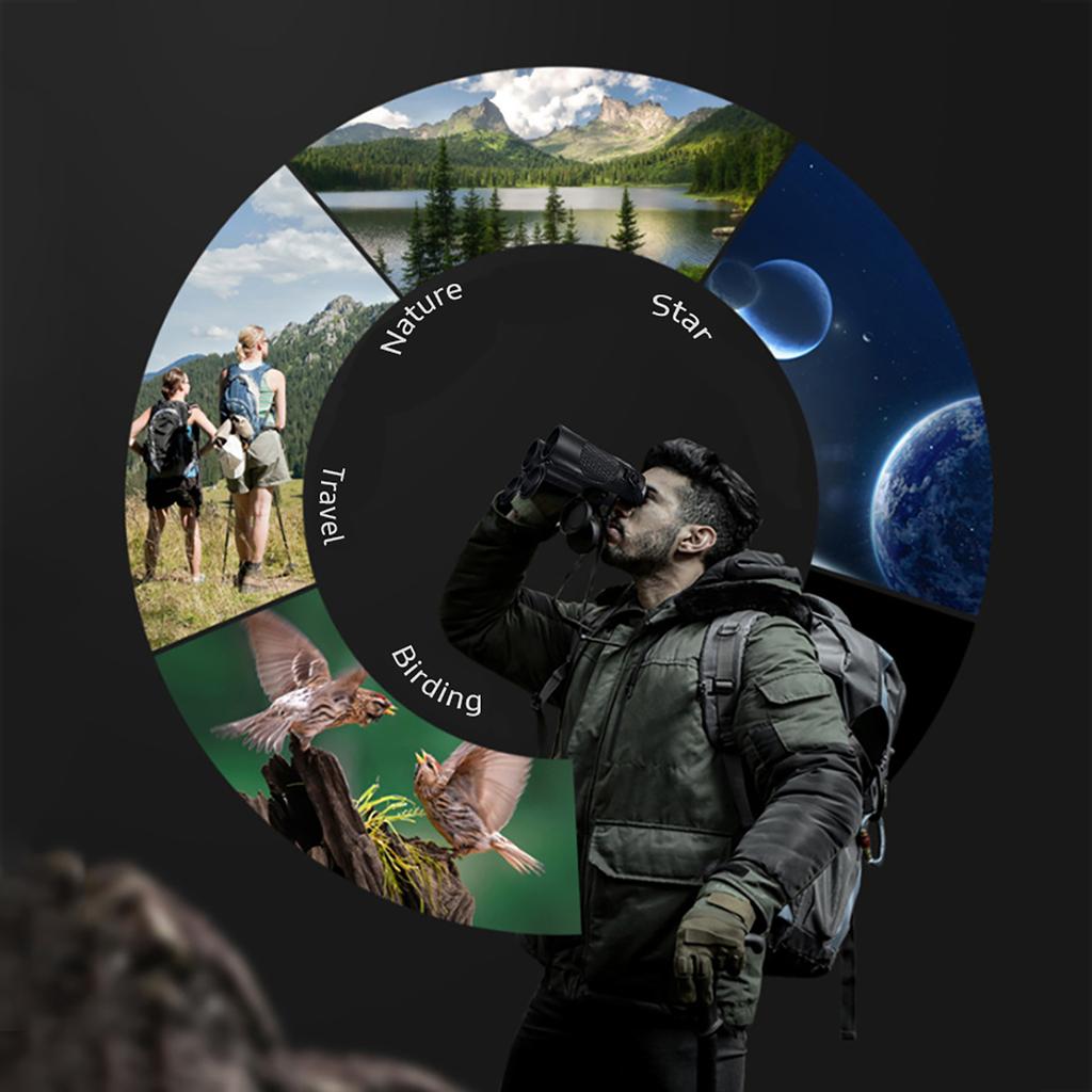 12*42 HD Zoom Binoculars Low Light Level Night Vision Binocular BAK4 Prism Long Distance Telescope with Diopter Ring