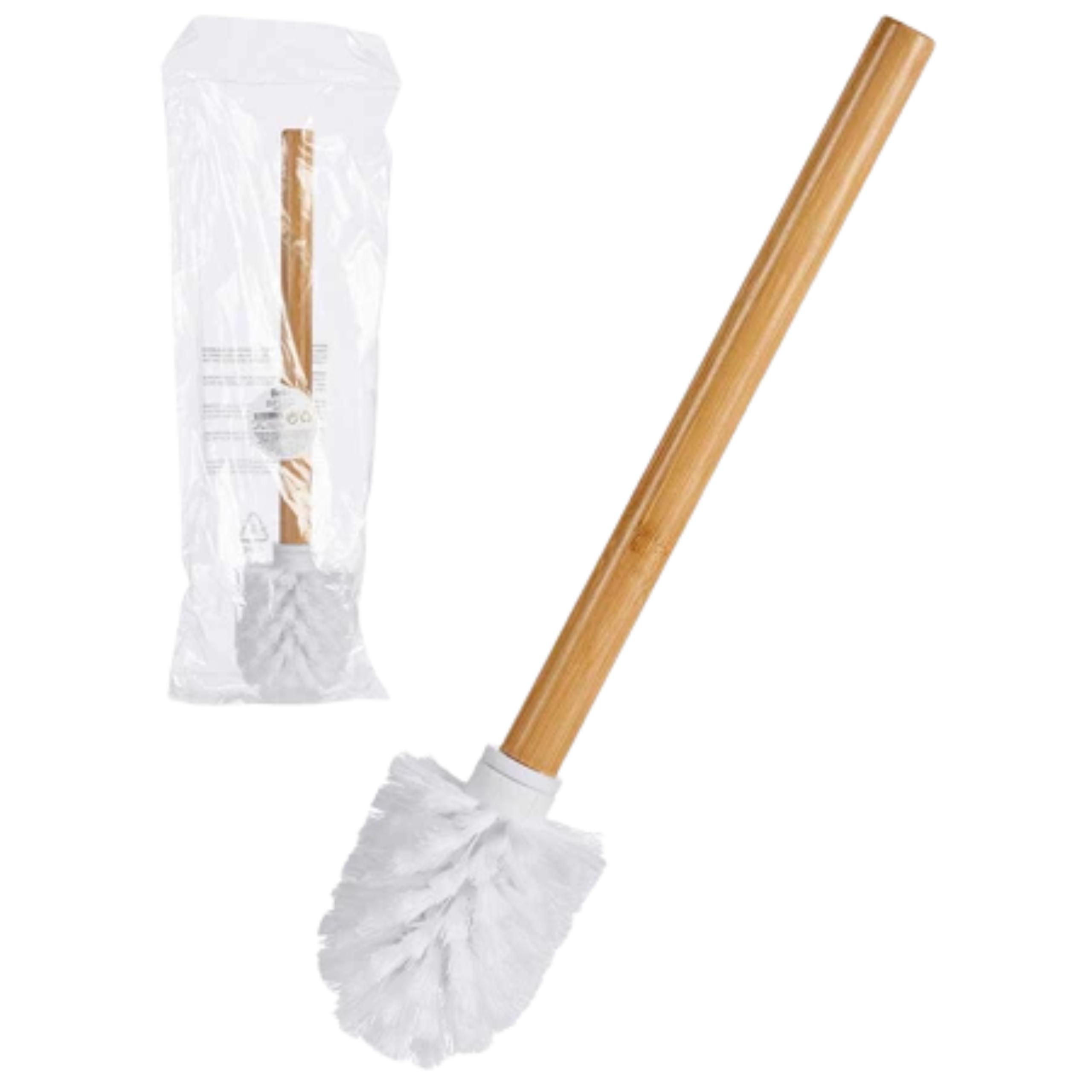 SuperMerchantEU Badkameraccessoires Toiletborstel Met Bamboe Houten Houder Wit Staand