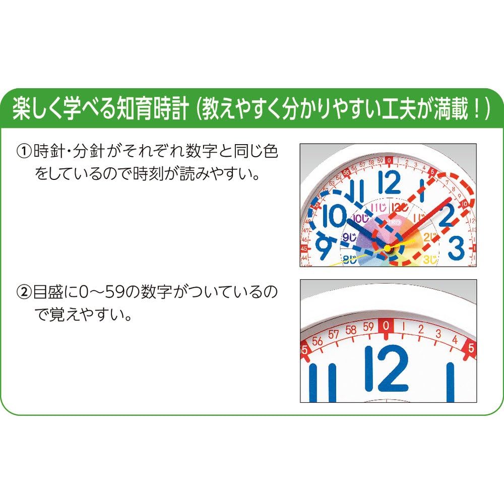 Seiko Clock Wall Clock Educational Analog White KX617W White