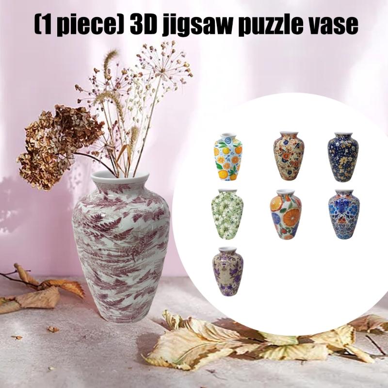 3D Puzzle Vases Unique Flower Vases Made by 120 Curved Plastic Puzzle Pieces Decorative Vases for Flower Arrangements