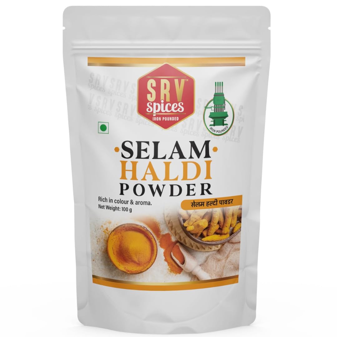 

SRV SPICES Selam Turmeric Haldi Powder | Authentic Salem Haldi (Halad) | Sourced Directly from Single Farmers for Purity | Rich in Nutrients & Na