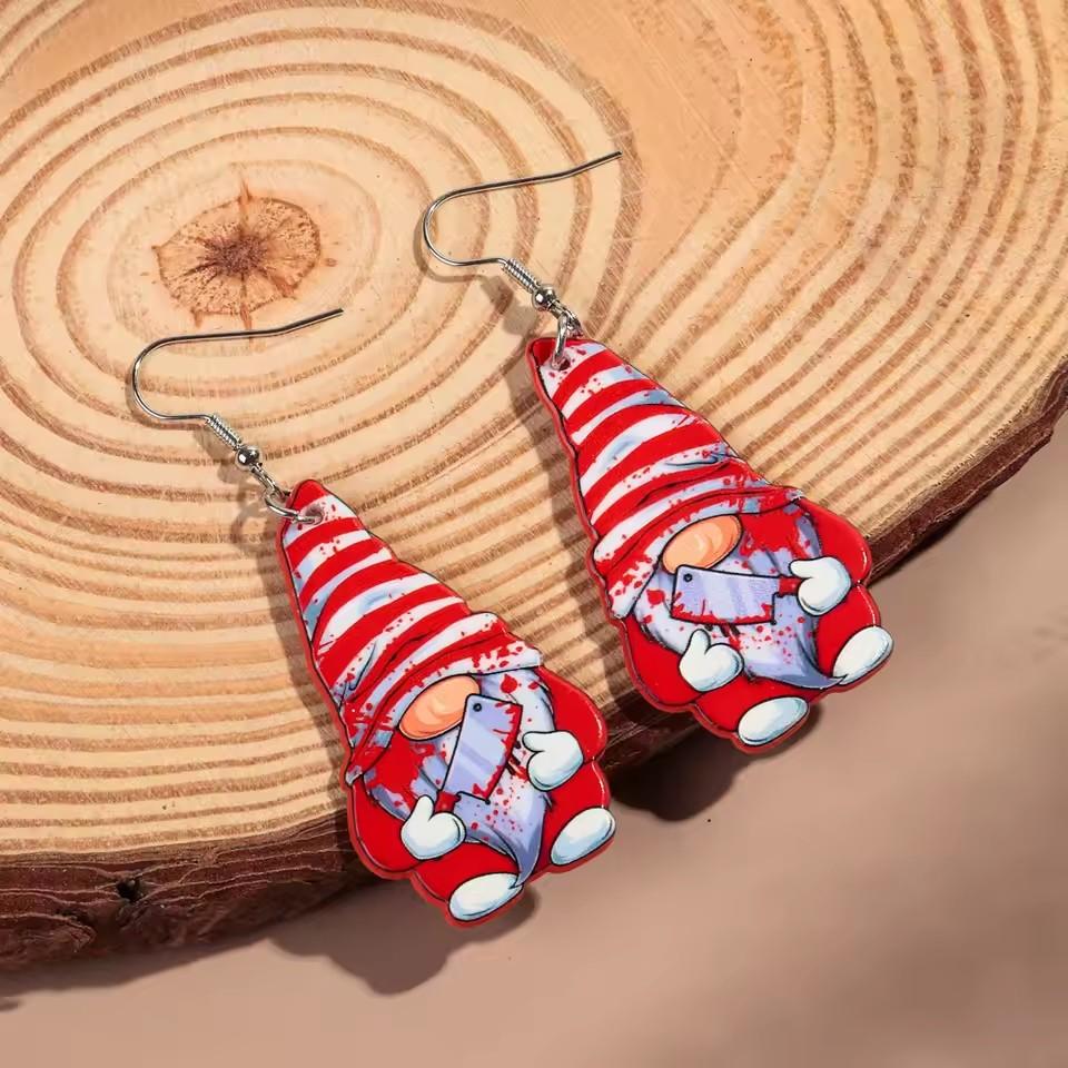 

Gothic Boold Skull Sweater Snowflake Acrylic Halloween Earrings for Women Dwarf Bow Skeleton Hand Christmas Pendant Jewelry Gift