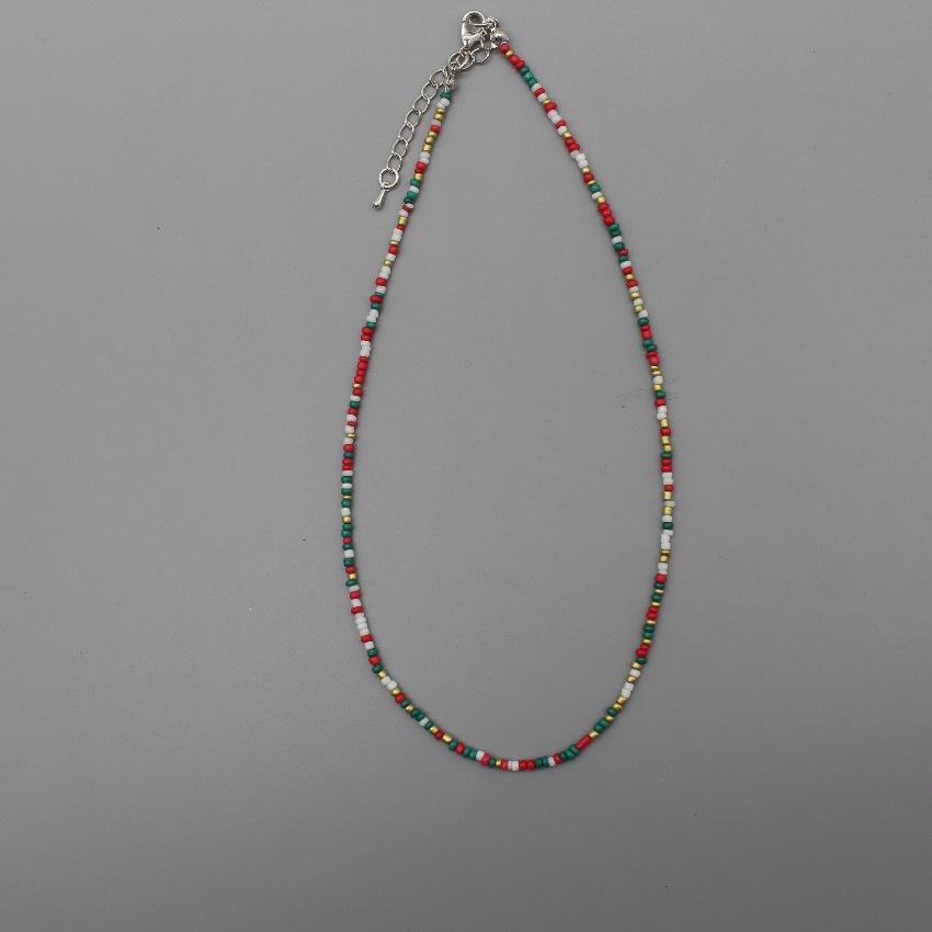 Dopaminová Barevná Rýžová Korálková Náhrdelník Dívčí Styl Bohémský Korálkový Krční Řetízek Řetízek na Klíční Kost