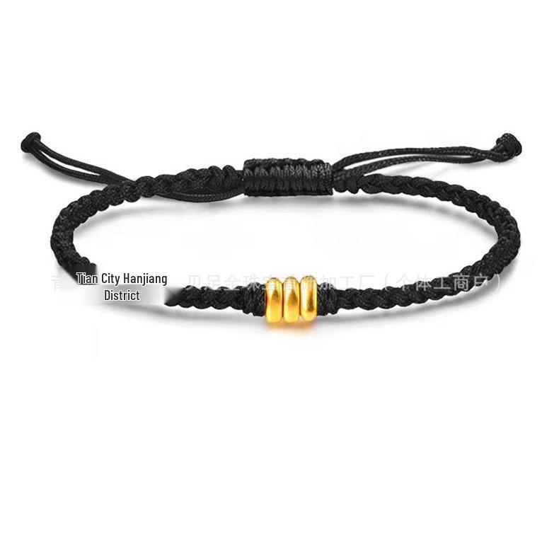 999 Pure Gold Crushed Gold Bead Bracelet: Perfect Luck Charm and Gift Single Rope Bracelet