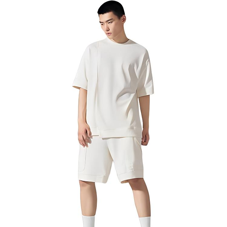 Li Ning X Jackie Chan Collaboration Sports Lifestyle Series Solid Color Lace-Up Straight Leg Loose Shorts Men Shorts Off-White AKSSA71-2