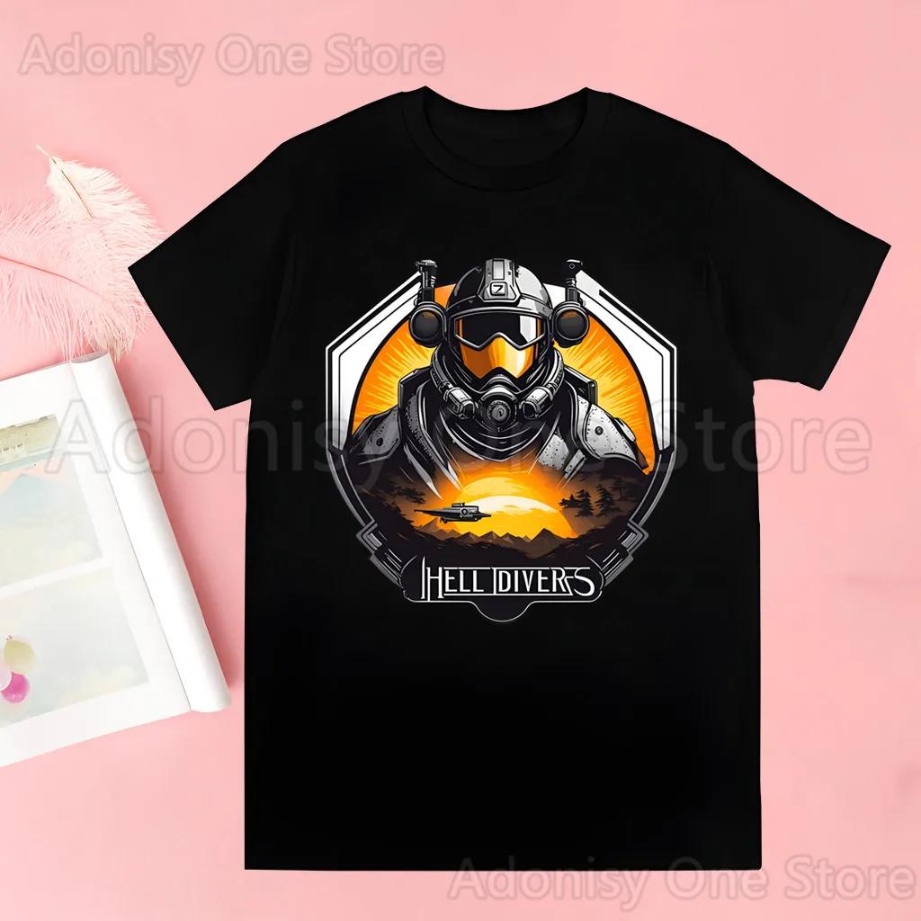 Helldivers Herren Sommer Kurzarm Mode Druck Herren T-Shirts Top T-Shirt Unisex Grafik Herren T-Shirt
