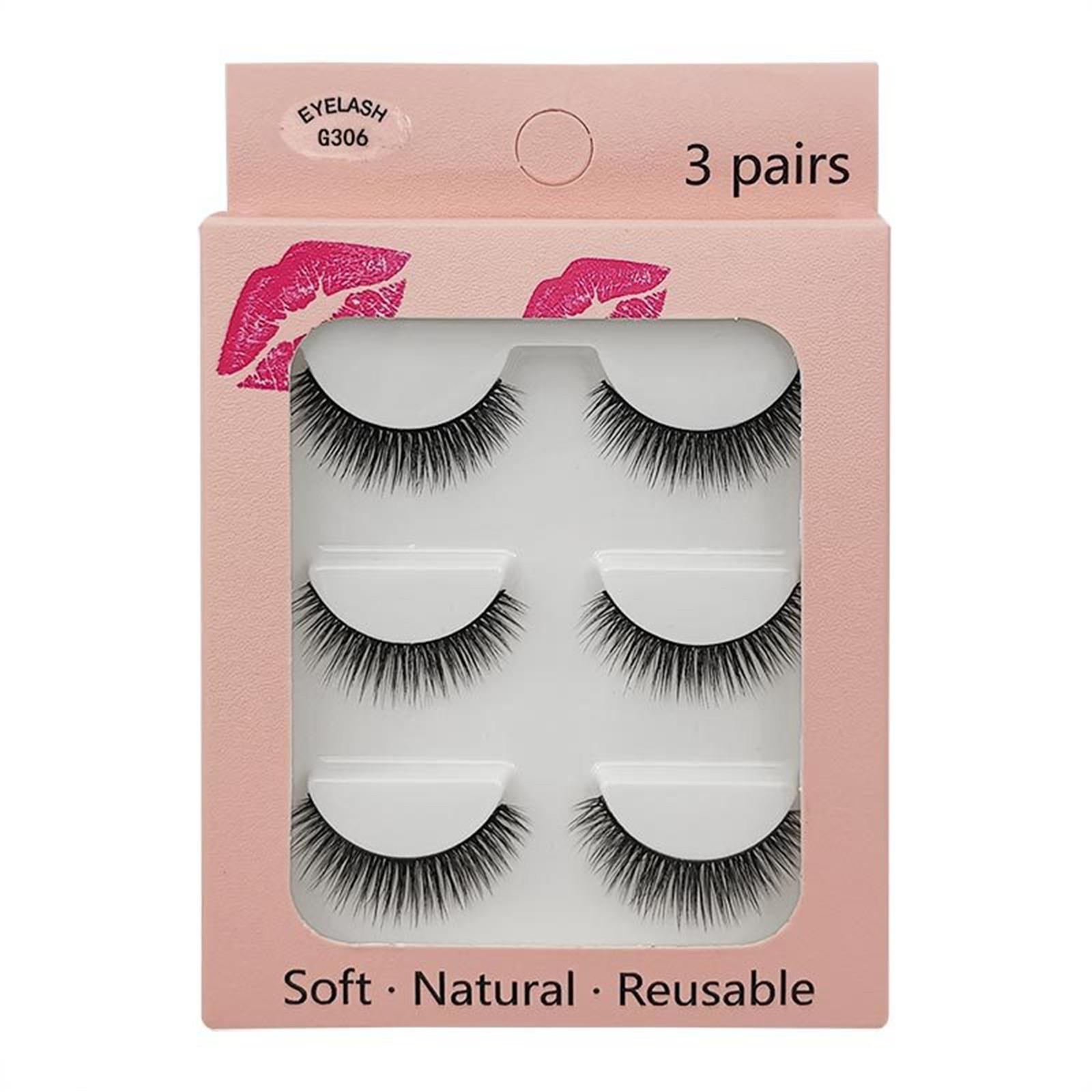

3 Pairs 3d Mink Eyelashes Natrual Makeup Full Strip Lashes False Mink Lashes Thick 3d Talse Eyelashes G