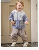 David Bella children's coat spring outfit new boys' outdoor workwear contrasting color hooded baby hoodie cardigan