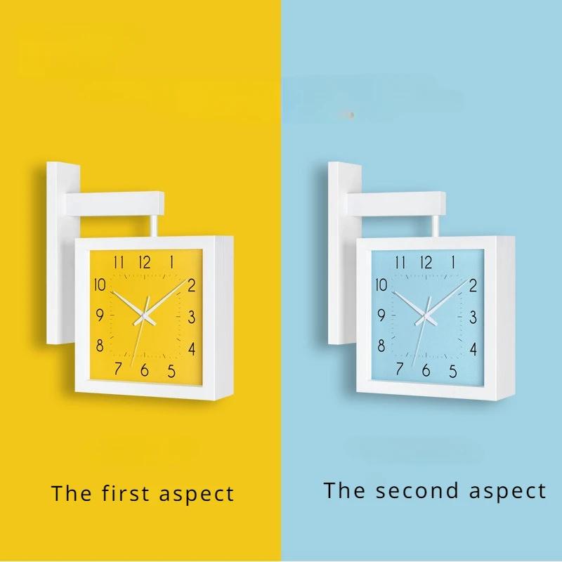 Wooden Double Sided Wall Clocks Silent Corner Wall Clocks Japanese Style Interior Room Decorative Framework Desk Decorations