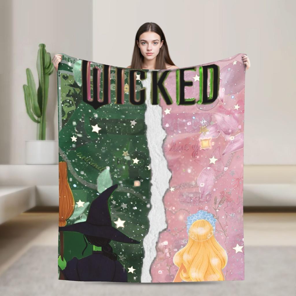 Soft Blanket Travel Wicked Elphaba & Glinda Tonal Throw Blanket Flannel Bedspread For Couch Chair Novelty Sofa Bed Cover