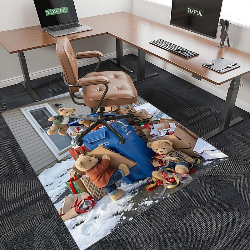 1pc Teddy Bear Christmas Gift: Anime Cartoon Design Office Chair Mat - Non-Slip Carpet for Home Decor, Living Room, Bedroom, Game Room & Dormitory.C00