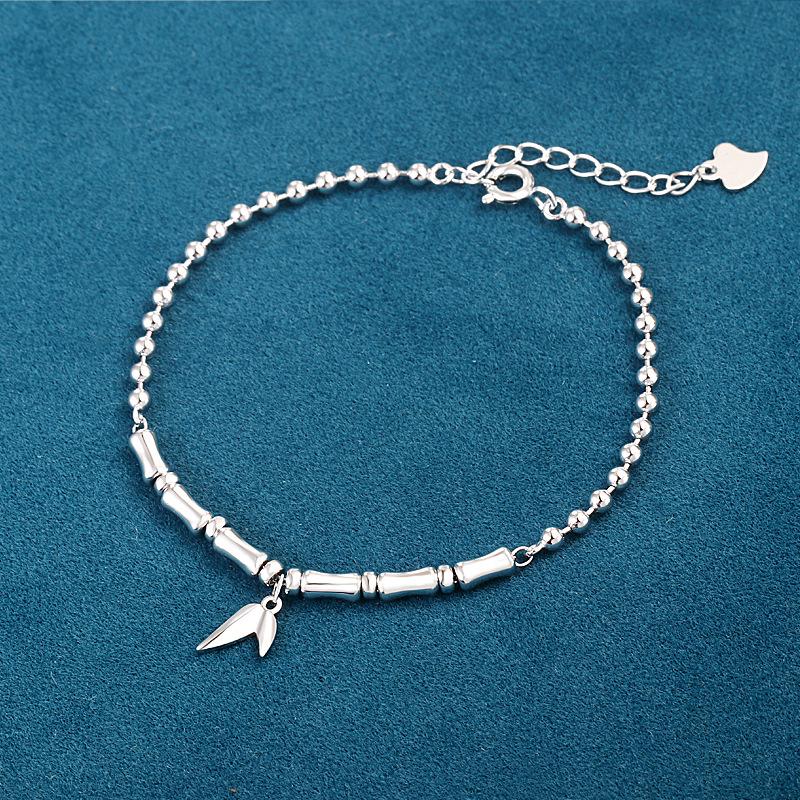 Women's High-End S925 Sterling Silver Bamboo Bead Bracelet: Elegant Chinese Ancient Style