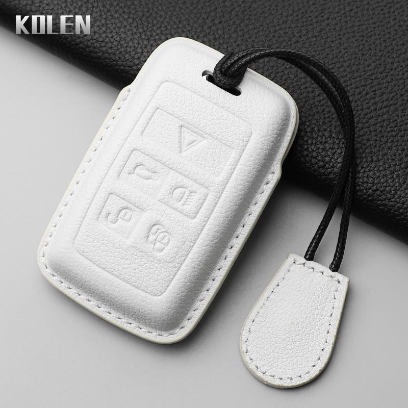 Leather Car Key Case Cover Shell for Land Rover Range Rover Sport Evoque Velar Discovery Jaguar XE XF E-Pace F-Pace XJ Keychain