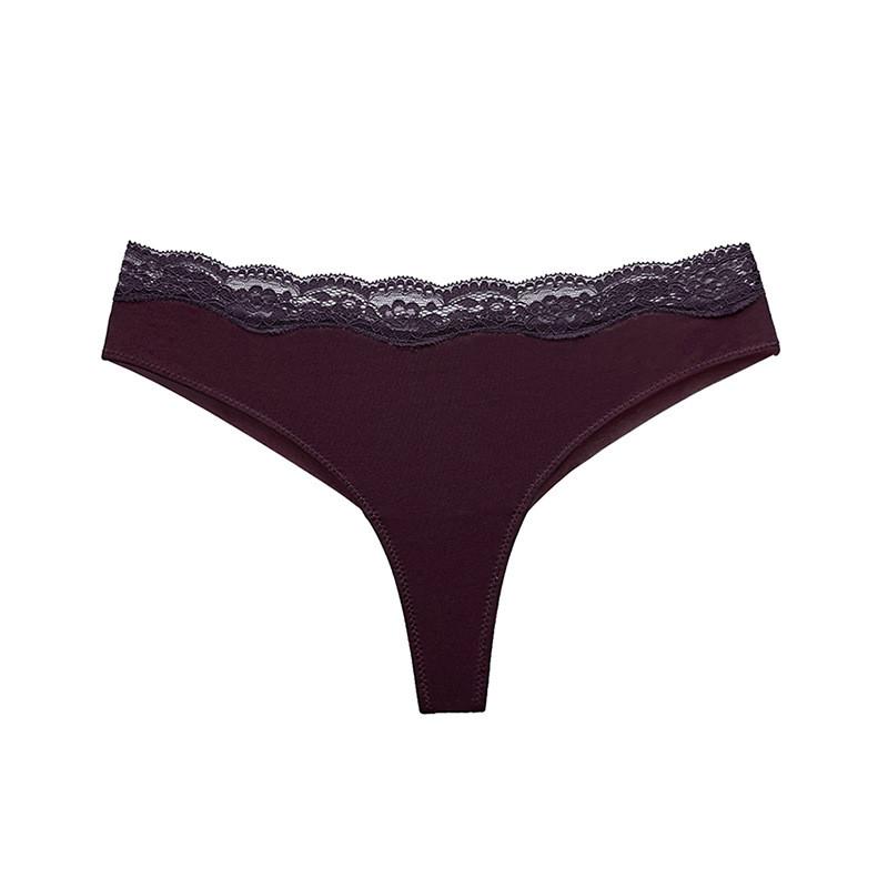 Women's Modal Cotton Blend Thongs, Soft Seamless Lace Tanga Underwear, Comfortable for Yoga Sports Daily Wear