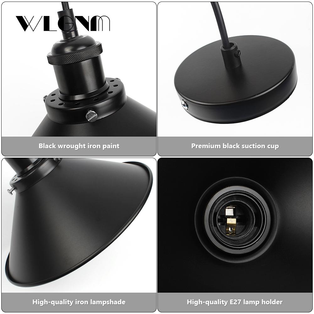 WLGNM 3PCS Industrial Vintage Black Chandeliers Hanging Lights Ceiling Metal Pendant Lamps For Home Kitchen Restaurant Bar Decor