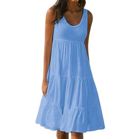 

Женское платье однотонное с оборками весна лето однотонное свободного кроя миди-платье для пляжа M