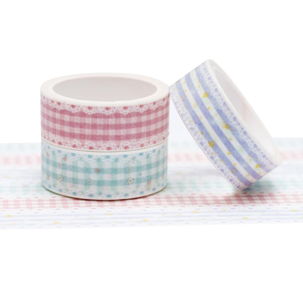YUBBAEX 3 Rolls of Masking Japanese Super Perfect for Gift DIY and Notebook Decorations Tape, Print, Cute, Thin, Wrapping, Crafts, (Lace Pattern)