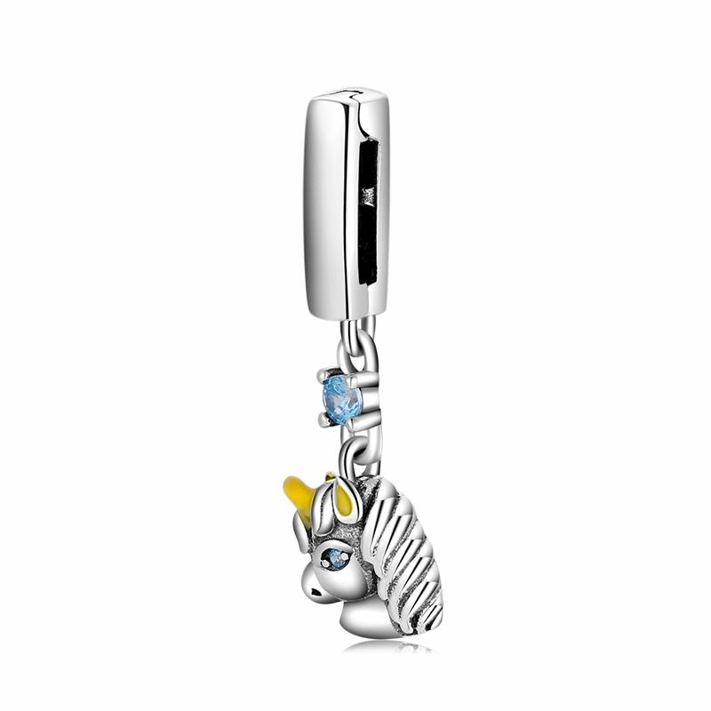 Designer Charms 925 Sterling Silver Tortoise Panda Unicorn Clip Beads with Clear CZ Bead Charms for Reflection Bracelet Jewelry