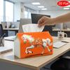 2D Flat, 1pc Tissue Box, Printed On Both Sides, Tissue Box with Orange Horse In Carousel Scene Decorative Storage Box for Holiday Home Decor, Kitchen,