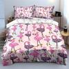 Pink Flamingo Pattern Three-Piece Set Multiple Sizes Kid'S And Adults' Bedroom Exquisite 3Pc Bedding Set, Gift