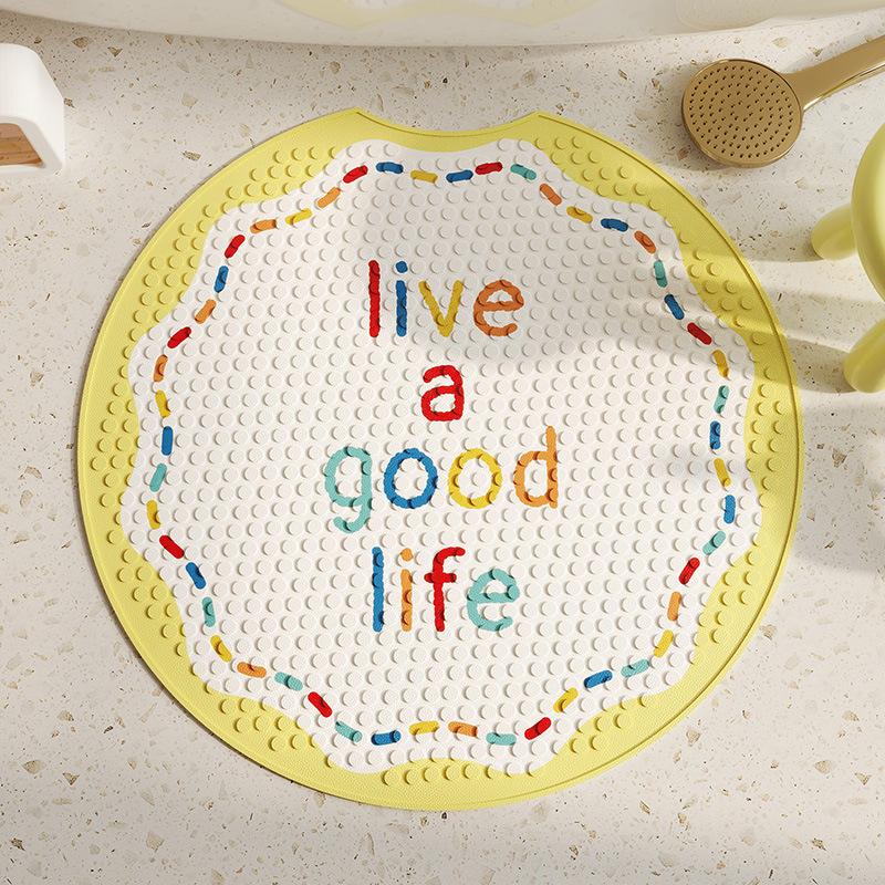 

Bathroom Non-Slip Mat Suction Cup Mat Pvc Household Bath Anti-Drop Bathroom Shower Room Children S Foot Mat Toilet Floor Mat round notch 55 * 55cm