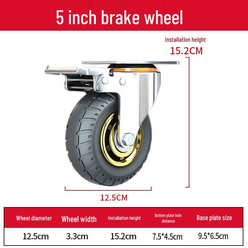 3-Inch Heavy Duty Swivel Wheel Hand Truck with Brake and Silent Rubber Casters