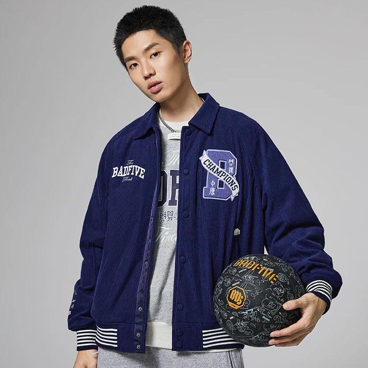 Li Ning Badfive Basketball Series Logo Button Long Sleeve Jacket Men Jacket Blue AJMS109-1