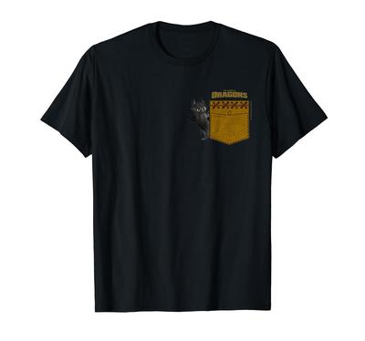 Dreamworks Dragons Toothless Leather Faux Pocket T-Shirt