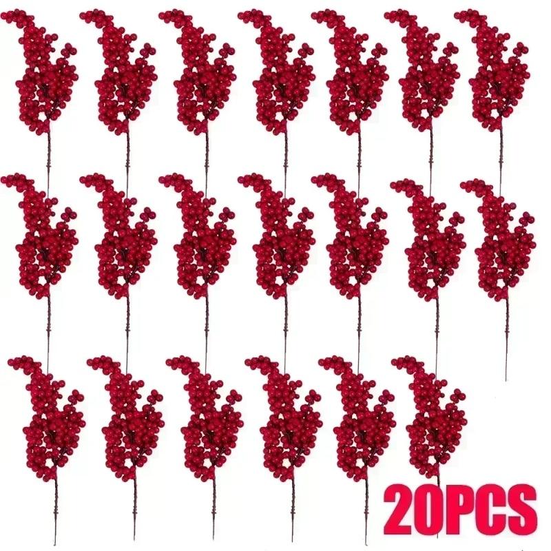 

Рождественские искусственные ягоды, красные искусственные цветы, растение для рождественской елки, новогодний подарок для вечеринки, рождественские принадлежности, украшение для дома