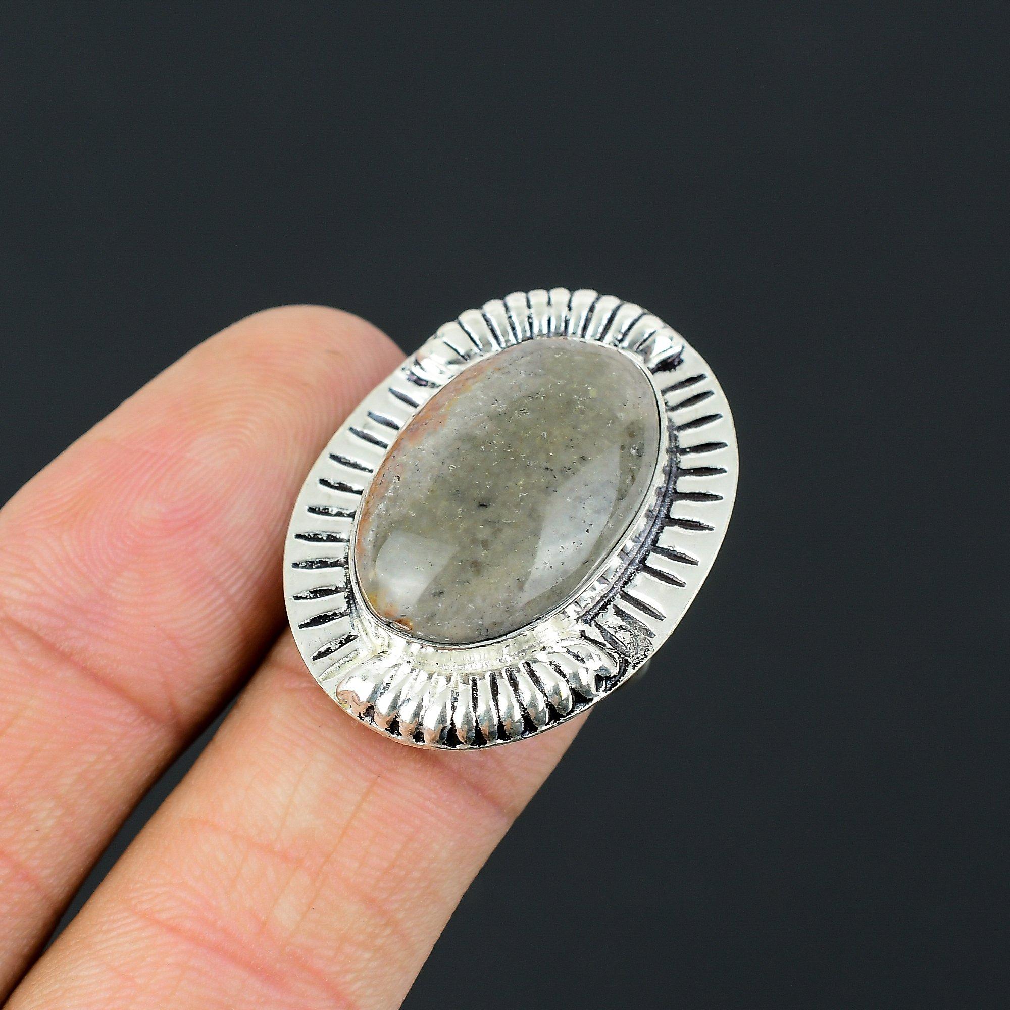 Natural Polychrome Jasper 925 Silver Mother Statement Wedding Elegant Ring US 7 7
